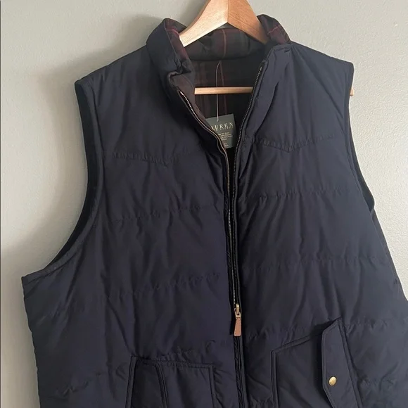 Ralph Lauren Women’s Navy Quilted Down Puffer Vest 2X Reversible New with tags - Picture 4 of 12